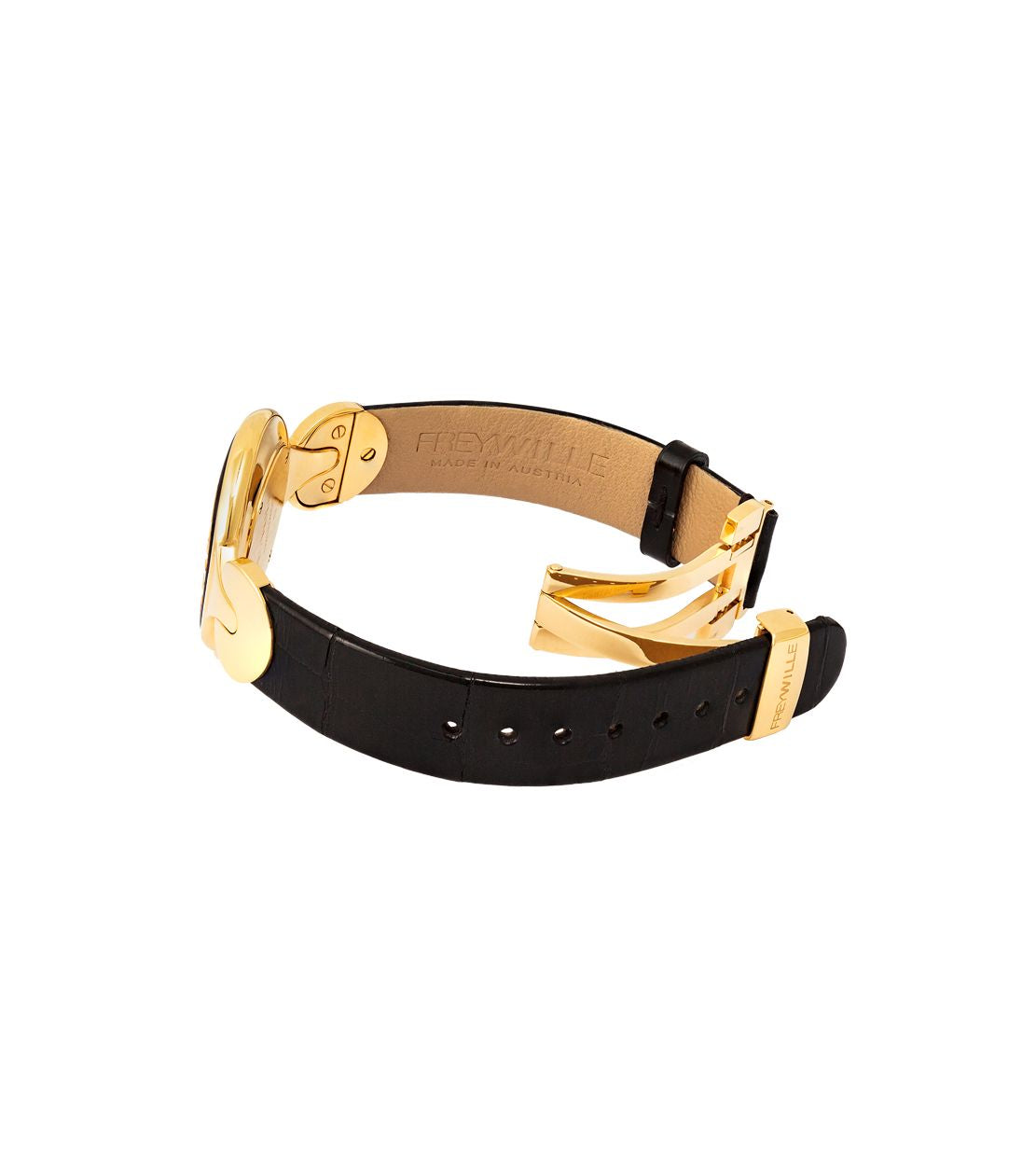 Helena watch in enamel and gold - Red & blue & orange