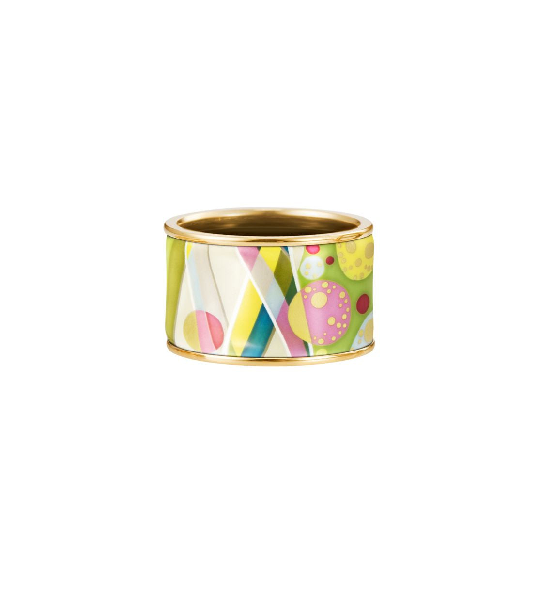 Bague Diva en émail et décoré à l'or - Vert & baie & rose