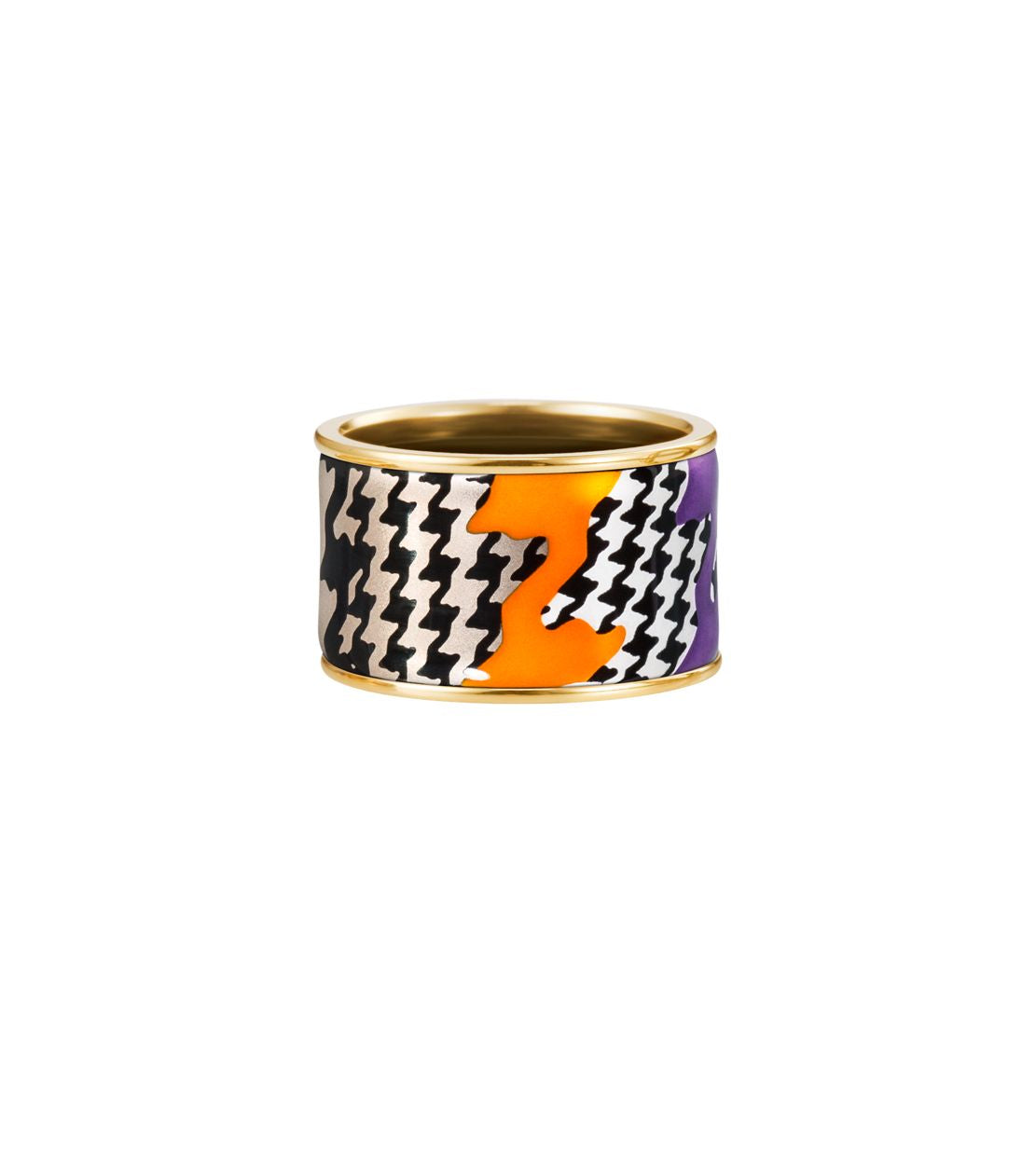 Bague Diva en émail et décoré à l'or - Noir & blanc & rose