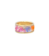 Bague Ultra en émail et décoré à l'or - Bleu & orange & rose