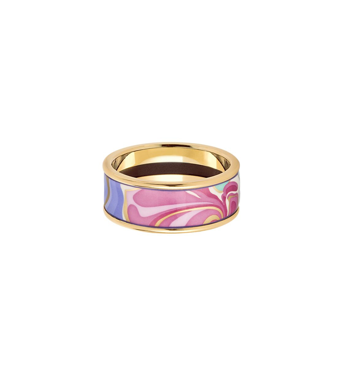 Bague Miss en émail et décoré à l'or - Bleu & orange & rose