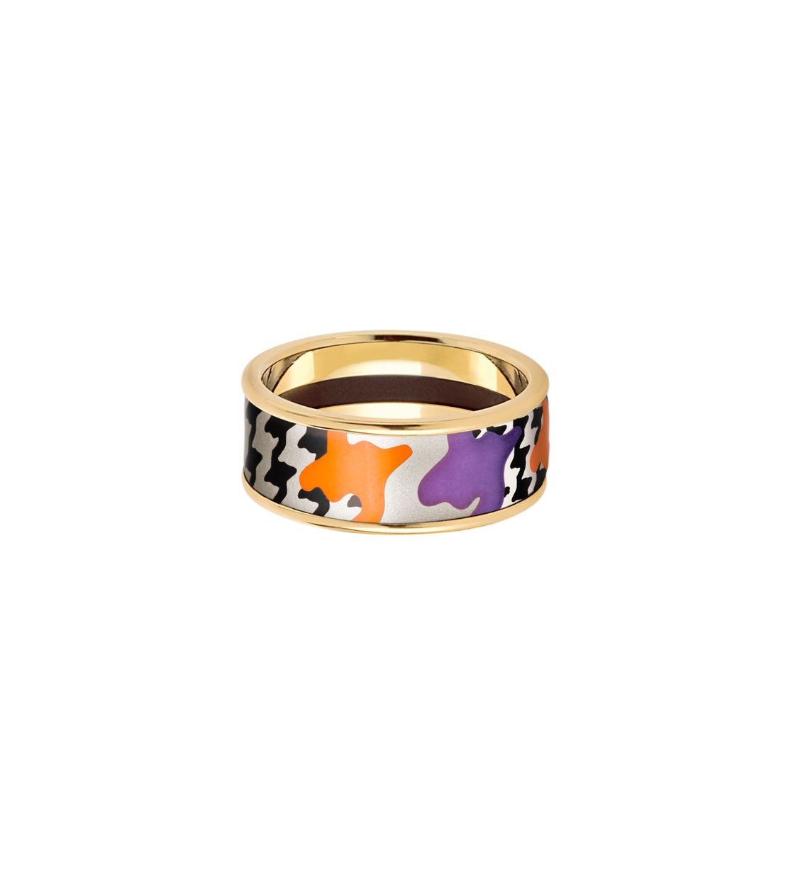 Bague Miss en émail et décoré à l'or - Noir & blanc & rose