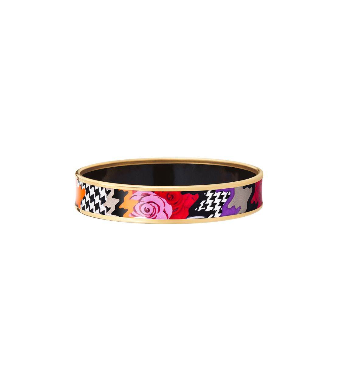 Bracelet Miss en émail et décoré à l'or - Noir & blanc & rose