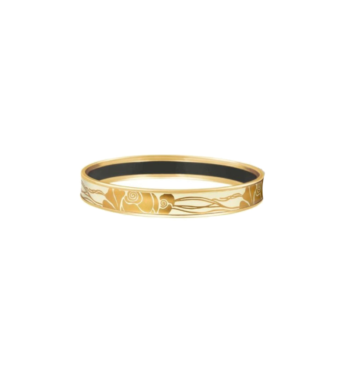 Bracelet Mademoiselle en émail et décoré à l'or - Ivoire & or