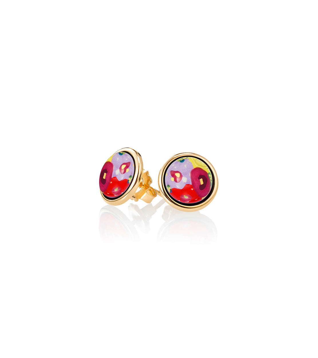 Cabochon earrings plated with 24 carat gold - Multicoloured