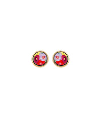 Cabochon earrings plated with 24 carat gold - Multicoloured