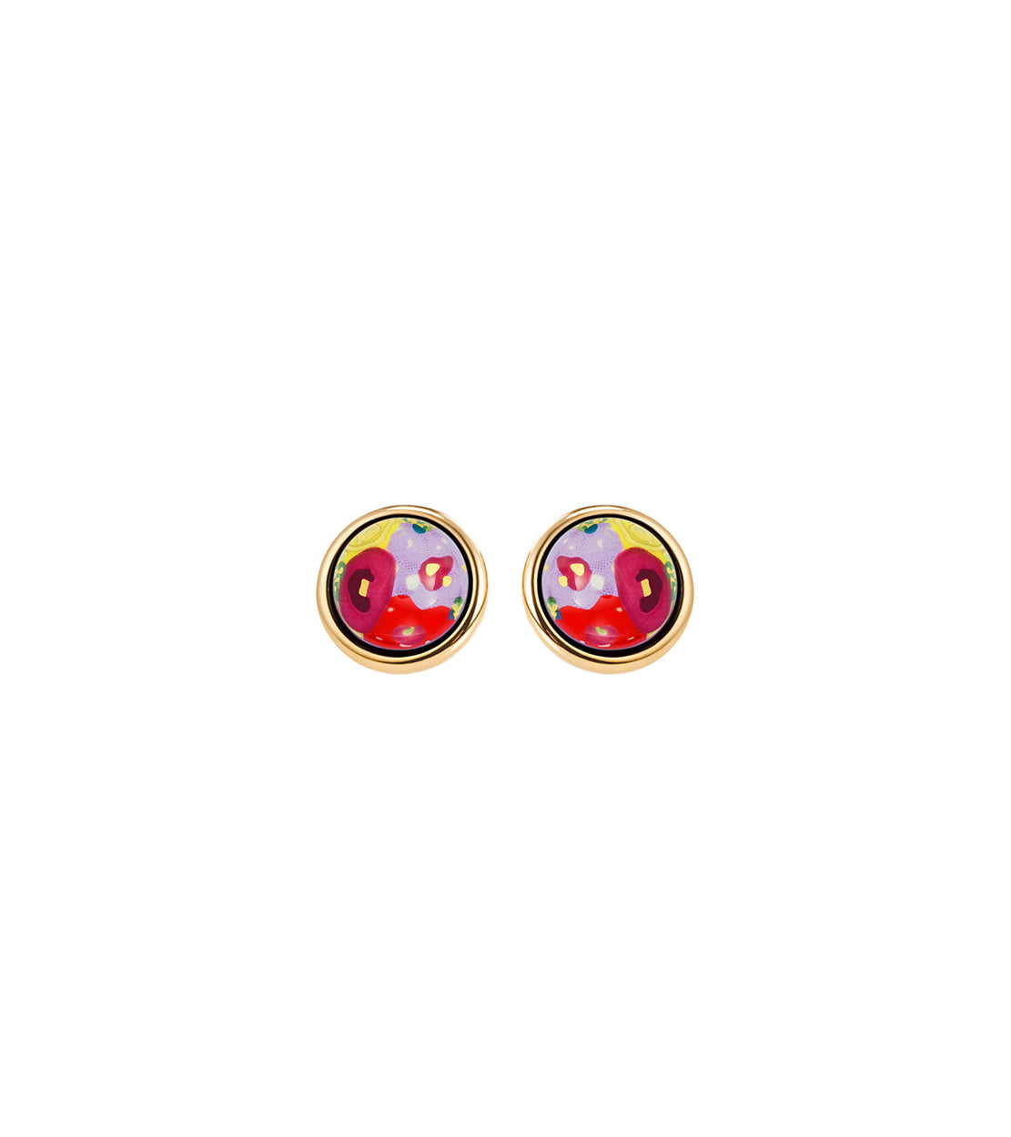 Cabochon earrings plated with 24 carat gold - Multicoloured
