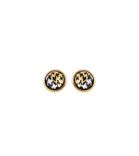 Cabochon earrings plated with 24 carat gold - White, Black & Gold
