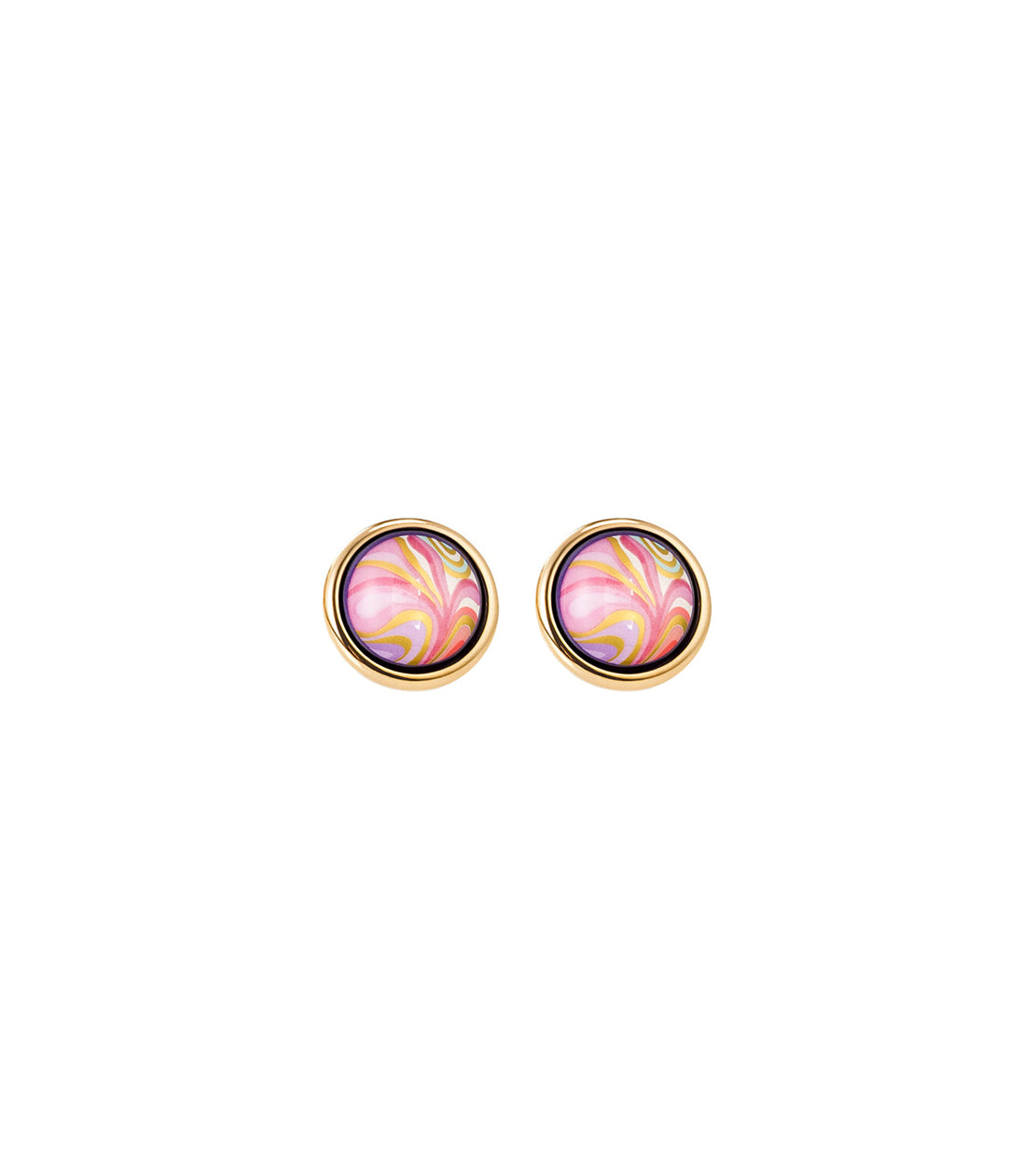 Cabochon earrings plated with 24 carat gold - Multicoloured
