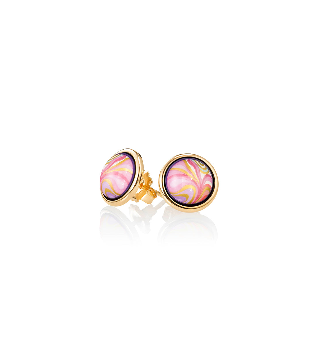 Cabochon earrings plated with 24 carat gold - Multicoloured