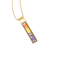 Collier Cascade en émail et décoré à l'or - Bleu & orange & rose