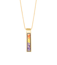 Collier Cascade en émail et décoré à l'or - Bleu & orange & rose