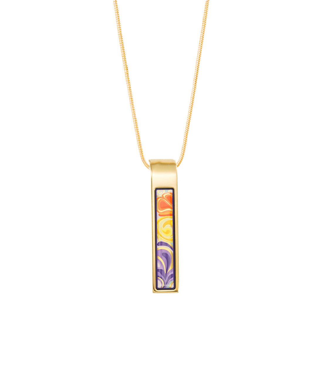 Collier Cascade en émail et décoré à l'or - Bleu & orange & rose