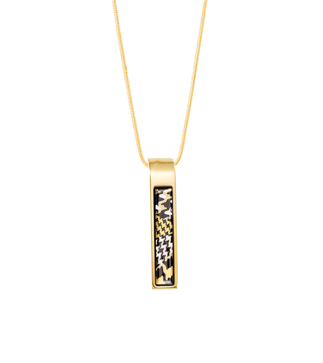 Collier Cascade en émail et décoré à l'or - Blanc & noir & or