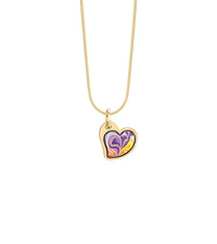 Collier Heart décoré à l'or 24 carats - Rouge, Bleu & Orange
