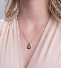 Collier Victoria's flower en émail et décoré à l'or - Bleu & orange & rose