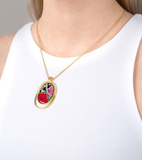 Collier Waterdrop en émail et décoré à l'or - Noir & blanc & rouge