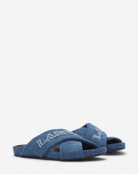 Sandales croisées denim - Bleu Jean