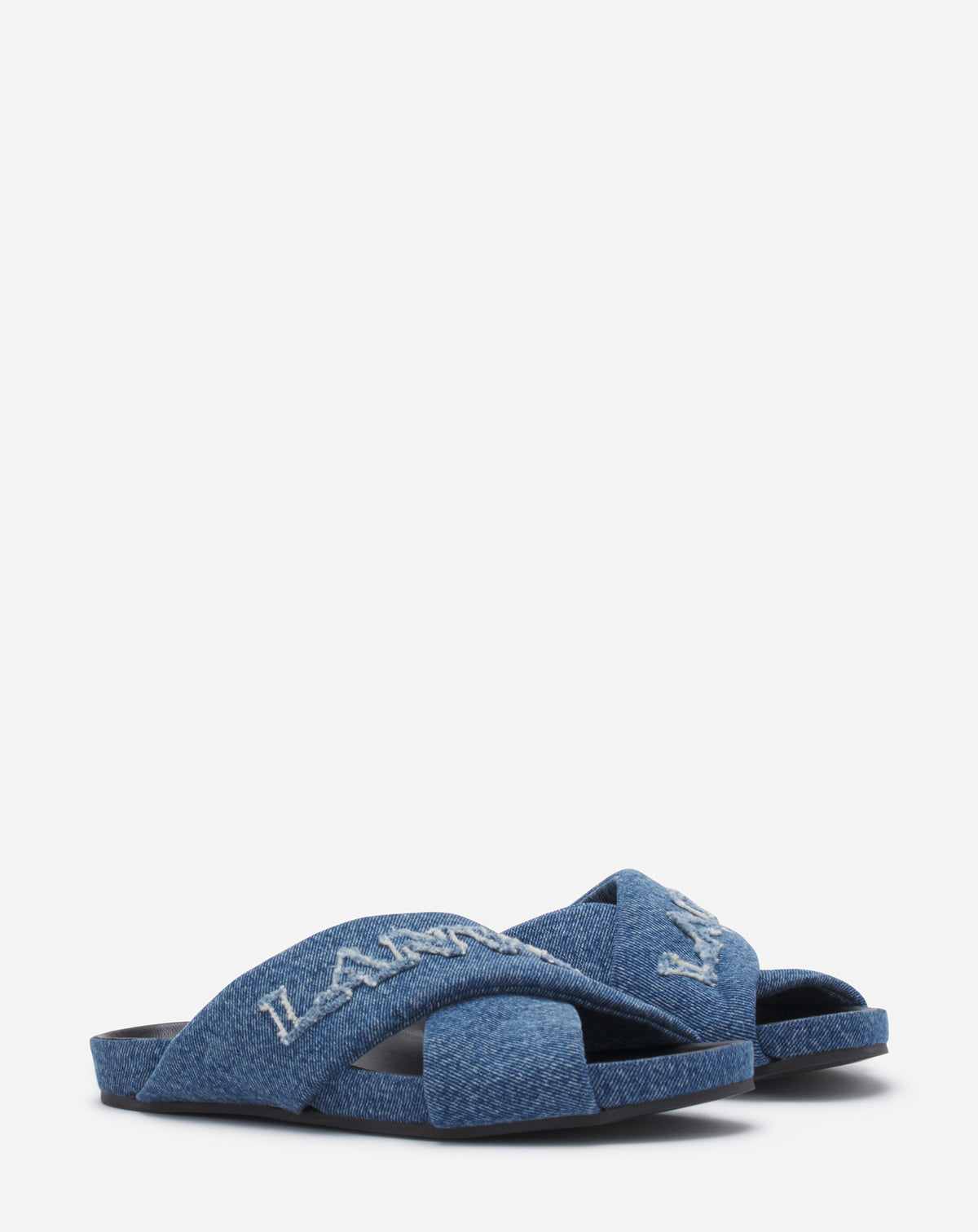 Sandales croisées denim - Bleu Jean