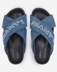 Sandales croisées denim - Bleu Jean