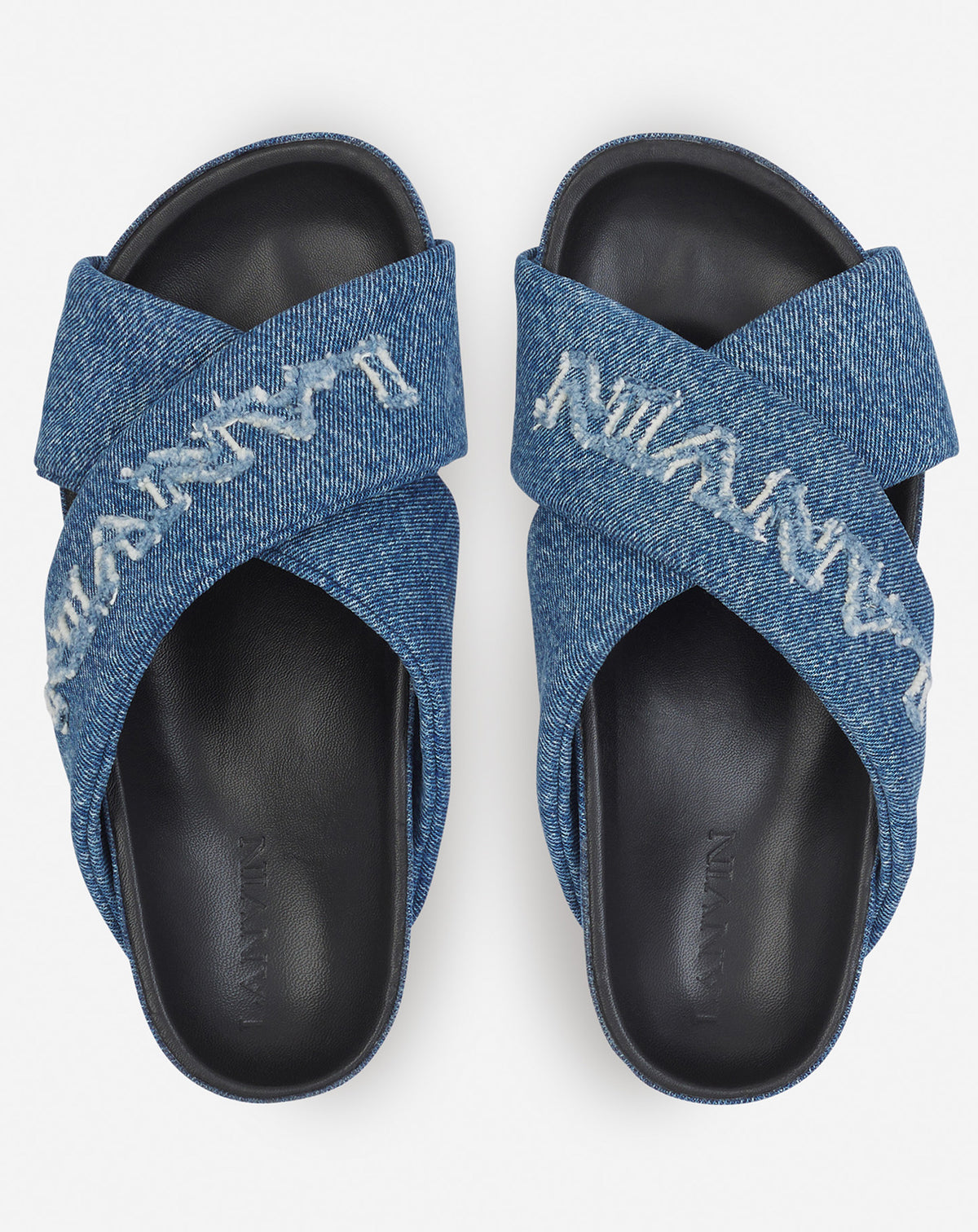 Sandales croisées denim - Bleu Jean