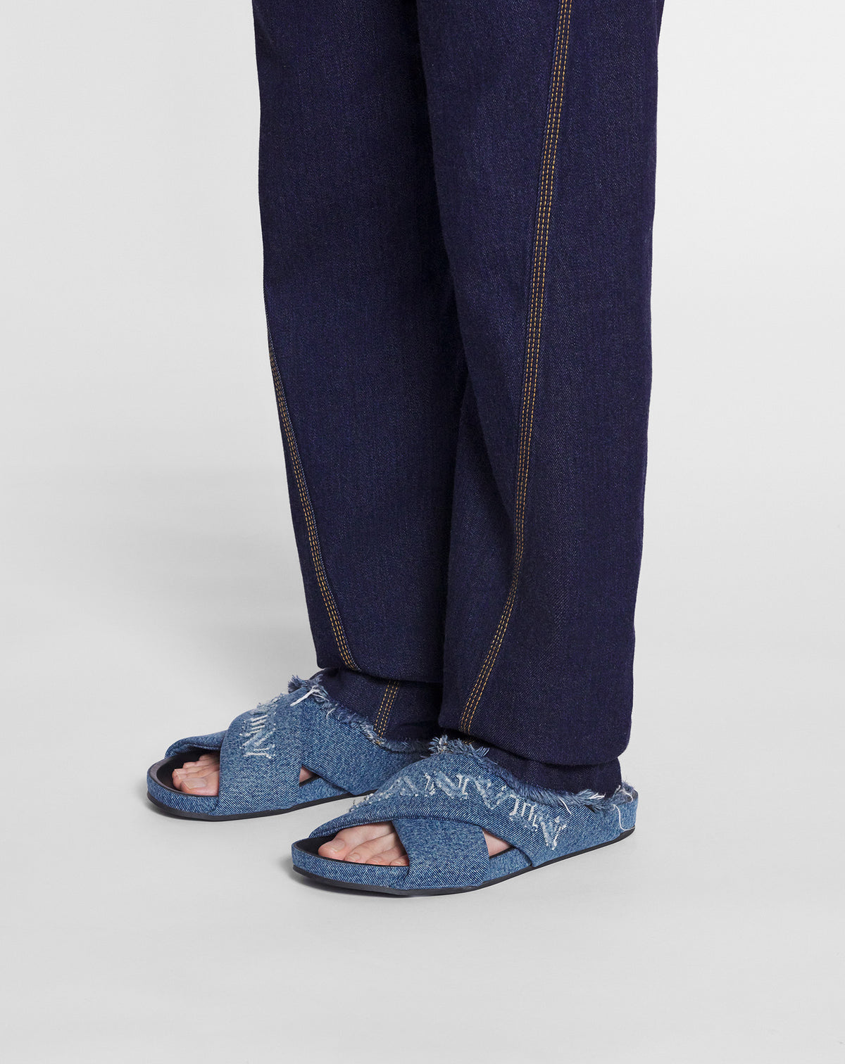 Sandales croisées denim - Bleu Jean