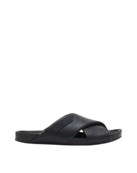 Sandales croisées en cuir - Noir
