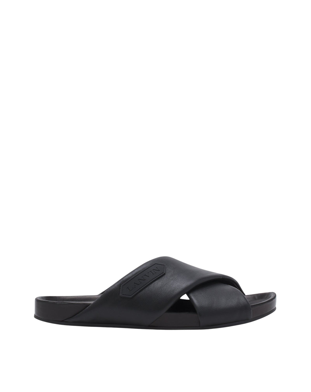 Sandales croisées en cuir - Noir