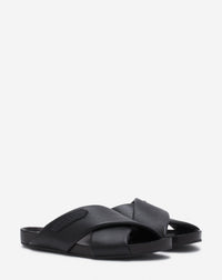 Sandales croisées en cuir - Noir