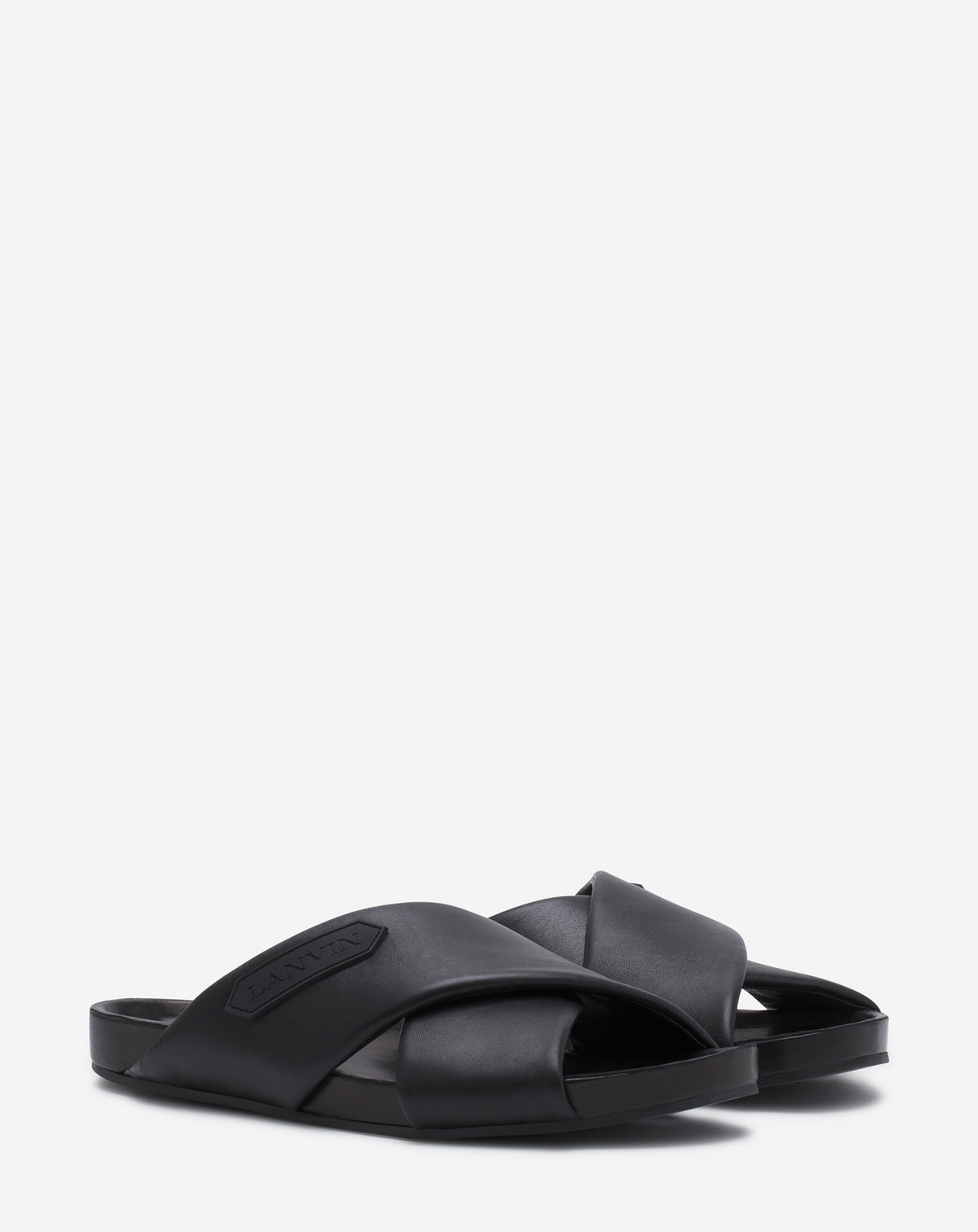 Sandales croisées en cuir - Noir