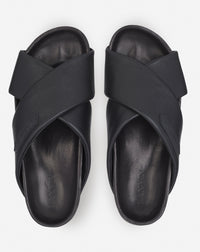 Sandales croisées en cuir - Noir