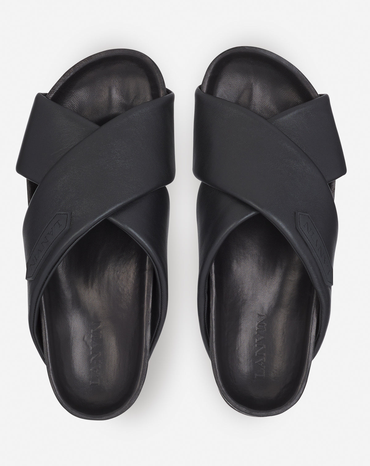 Sandales croisées en cuir - Noir