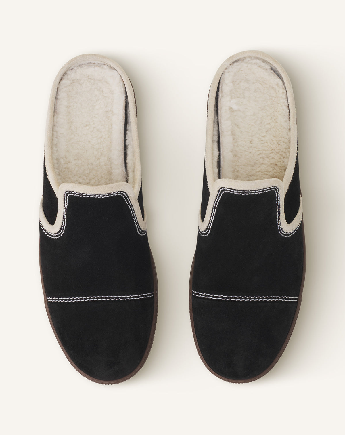 Dbb1 en mule en shearling - Noir & blanc cassé