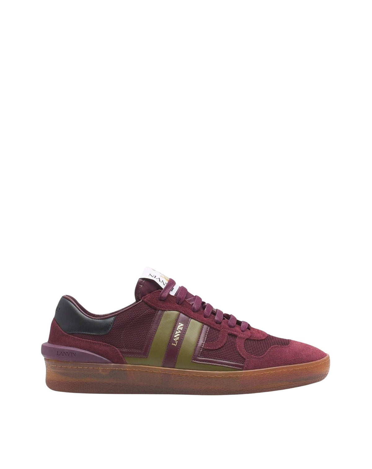 Baskets Clay semelle translucide en cuir - Bordeaux & Vert
