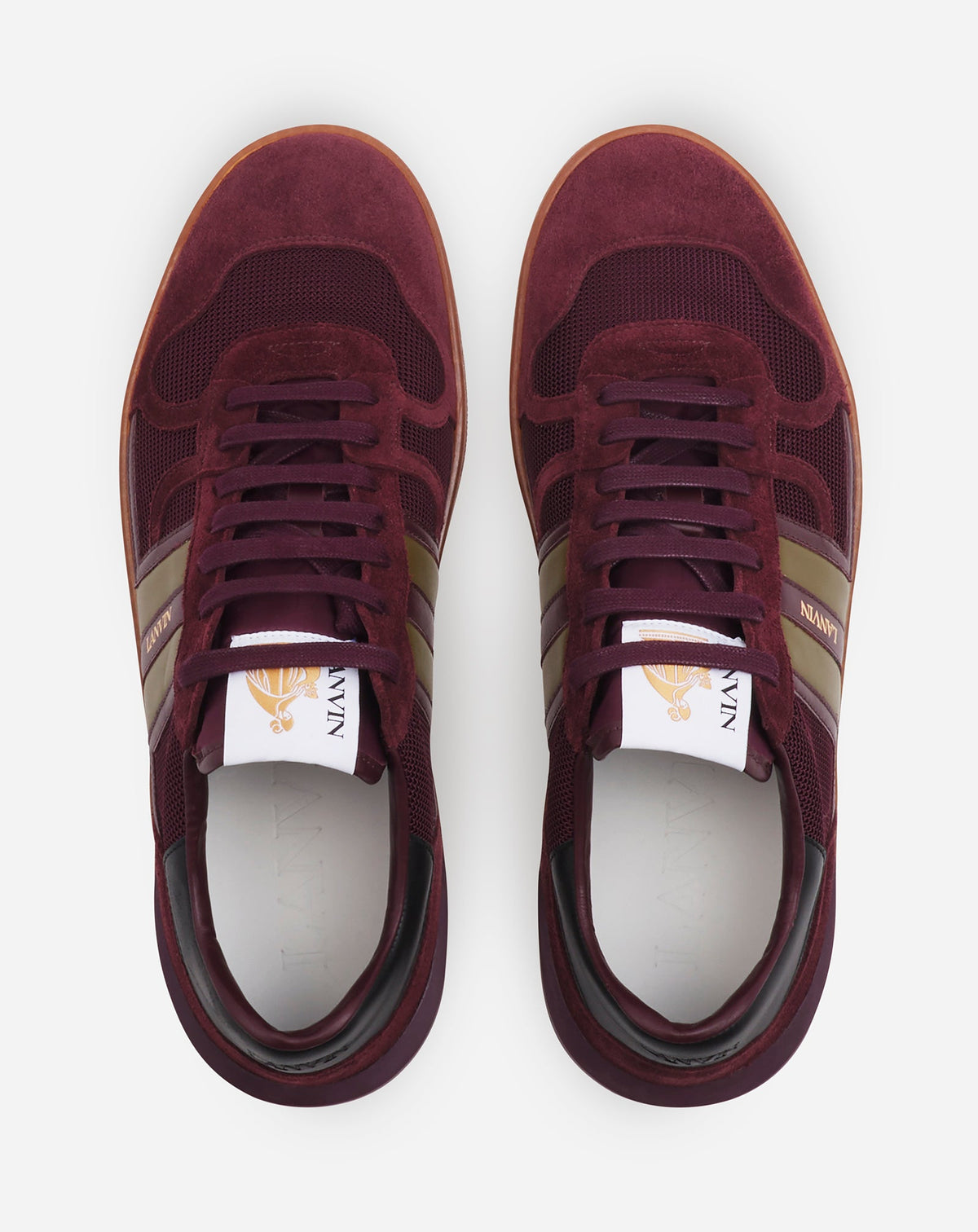 Baskets Clay semelle translucide en cuir - Bordeaux & Vert