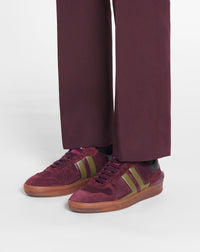 Baskets Clay semelle translucide en cuir - Bordeaux & Vert