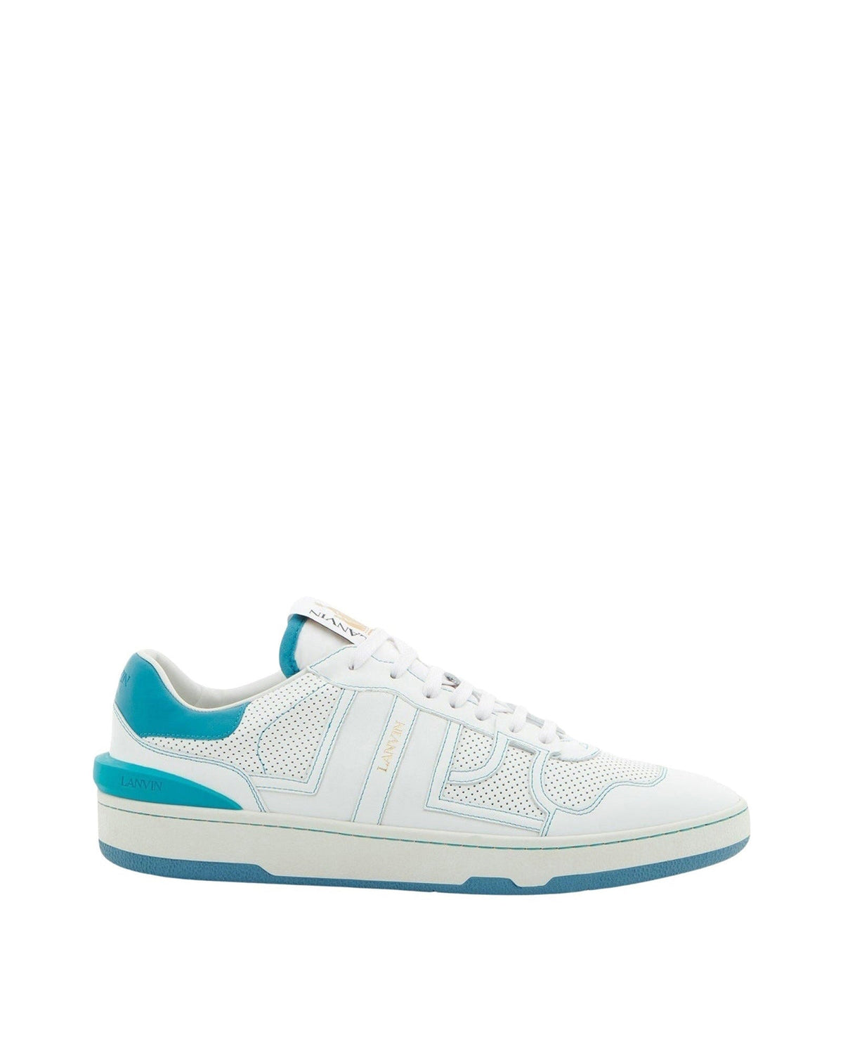 Baskets basses Clay en cuir - Blanc & Bleu