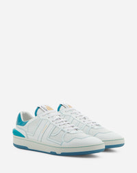Baskets basses Clay en cuir - Blanc & Bleu