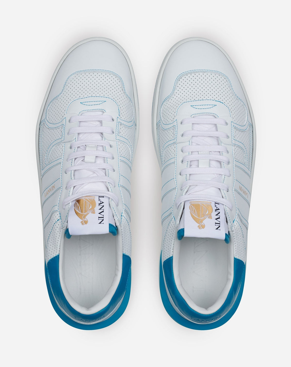 Baskets basses Clay en cuir - Blanc & Bleu