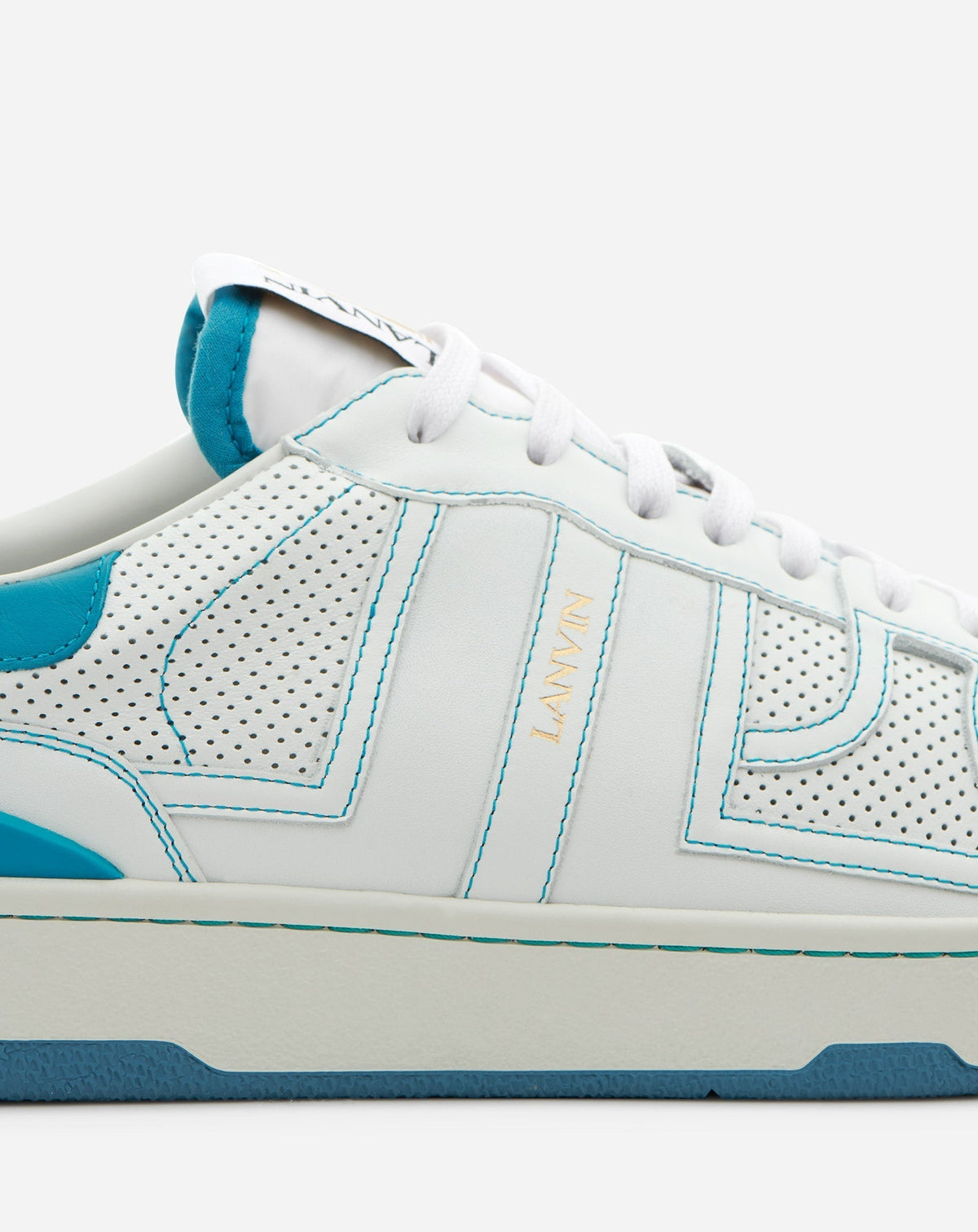 Baskets basses Clay en cuir - Blanc & Bleu