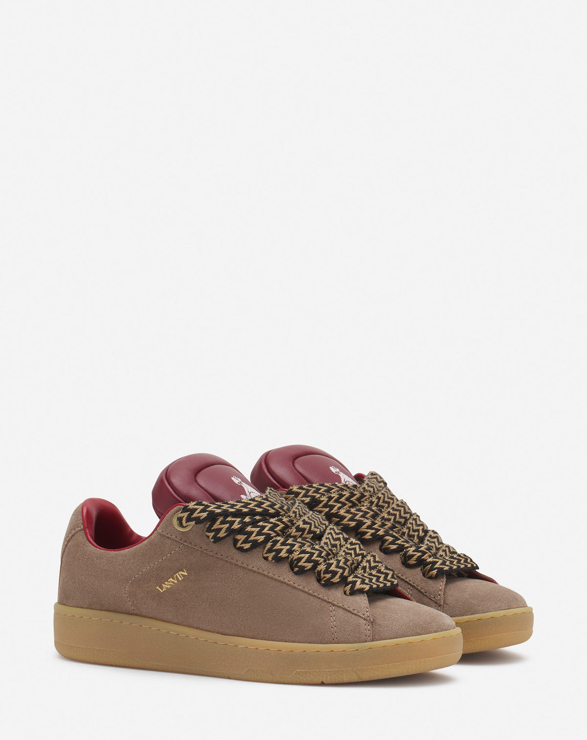 Baskets Curb lite en cuir - Taupe & Rouge