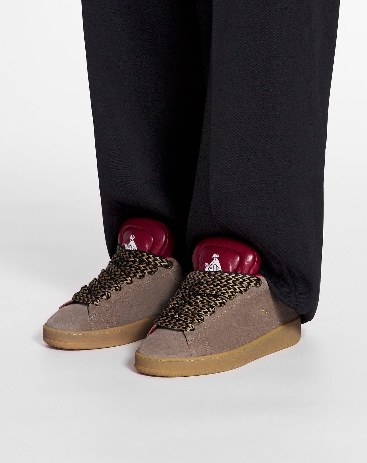 Baskets Curb lite en cuir - Taupe & Rouge