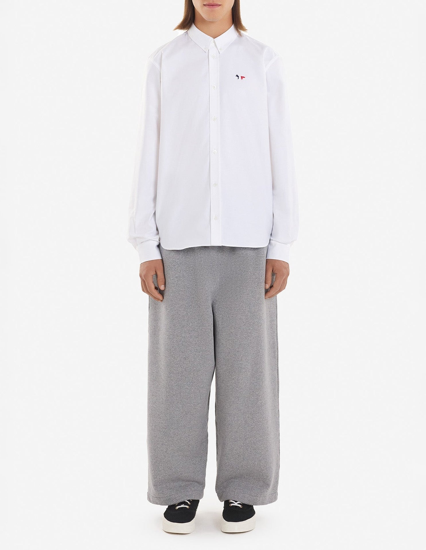Embroidered straight shirt - White