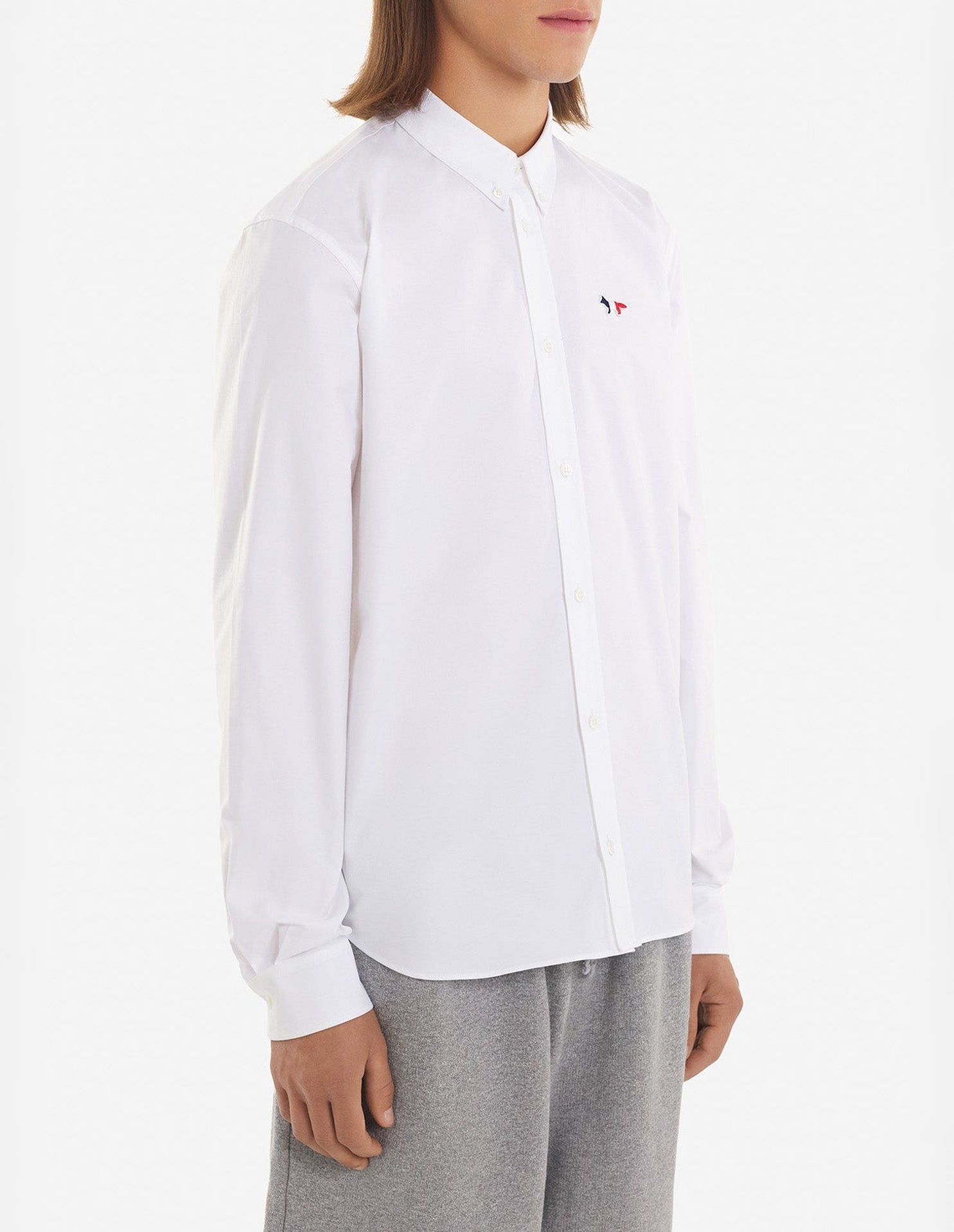 Embroidered straight shirt - White