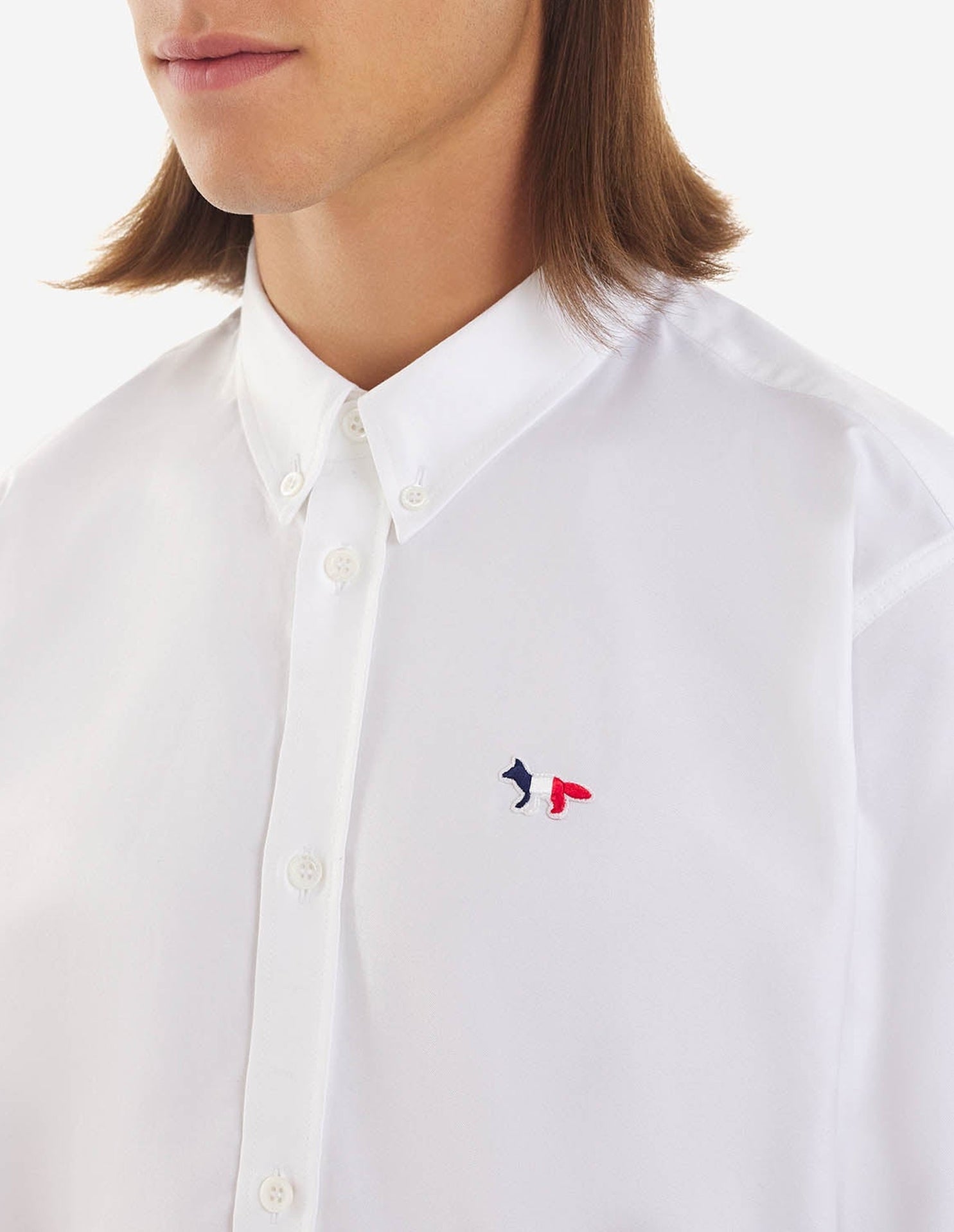 Embroidered straight shirt - White