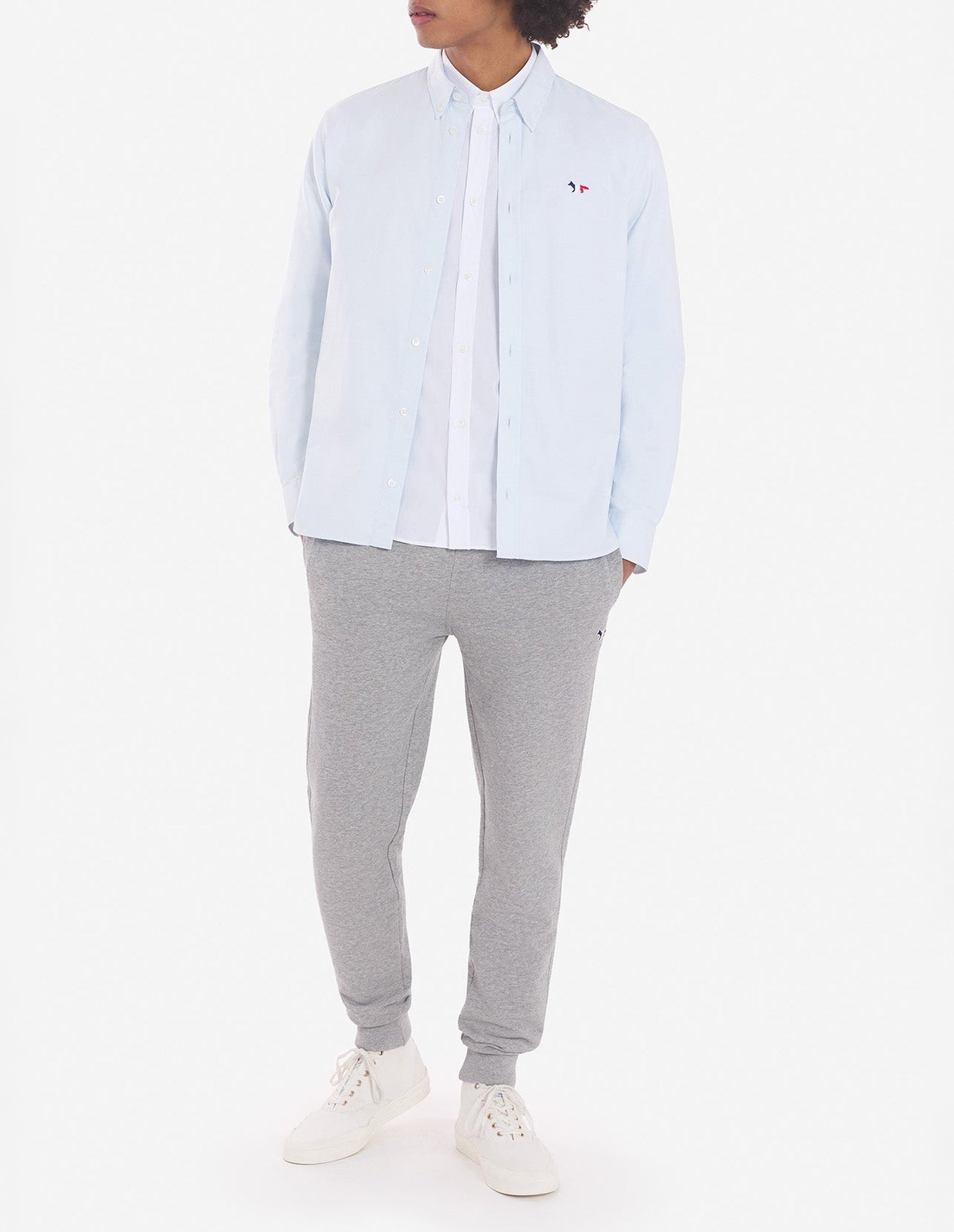 Embroidered straight shirt - Light Blue