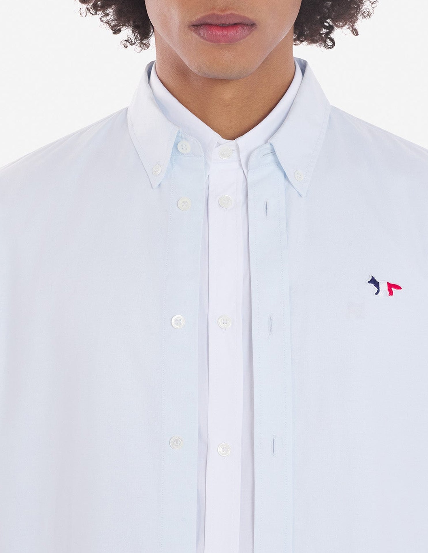 Embroidered straight shirt - Light Blue