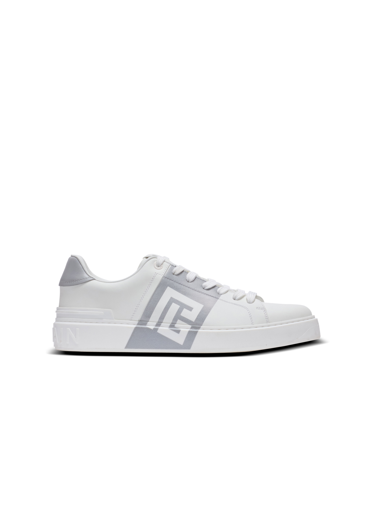 Baskets b-court en cuir de veau - Gris & Blanc