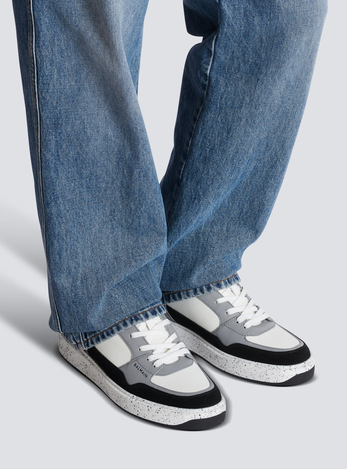 B-court en daim et cuir - Noir & Gris