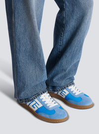 Baskets balmain swan en cuir, cuir suédé et nylon - Bleu